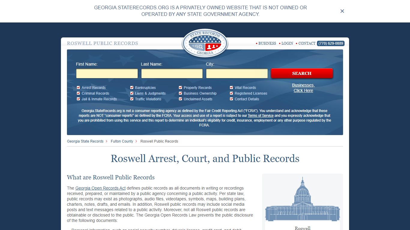 Roswell Arrest and Public Records | Georgia.StateRecords.org