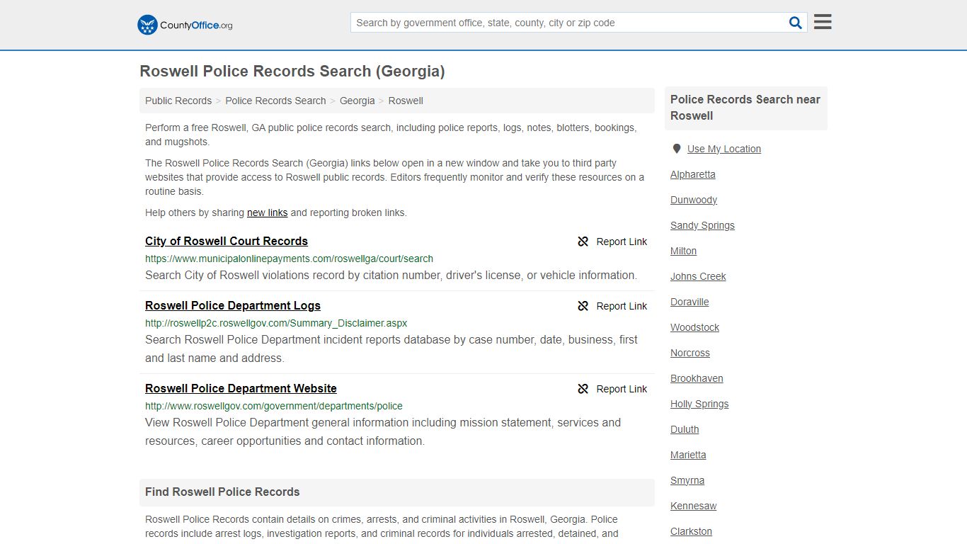 Police Records Search - Roswell, GA (Accidents & Arrest Records)